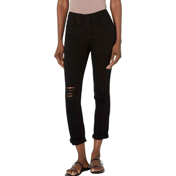 7 FOR ALL MANKIND Jen7 Women's Destructed Boyfriend Black Jeans NWT Size 20W - Picture 2 of 8